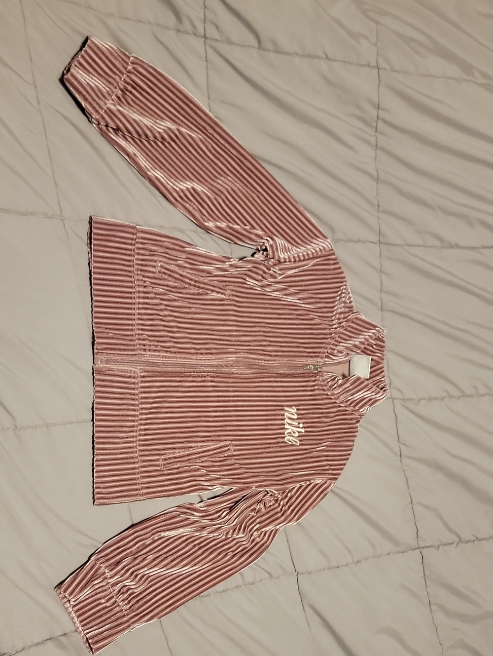 Nike Pink Velvet Striped Zip Jacket